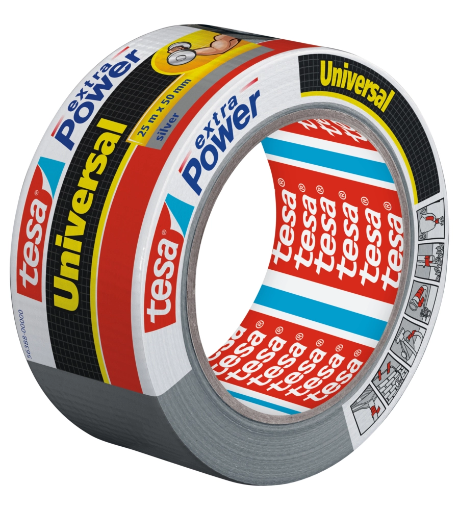 Nastro adesivo tesa "extra power" colore argento, 25 mt x 50 mm